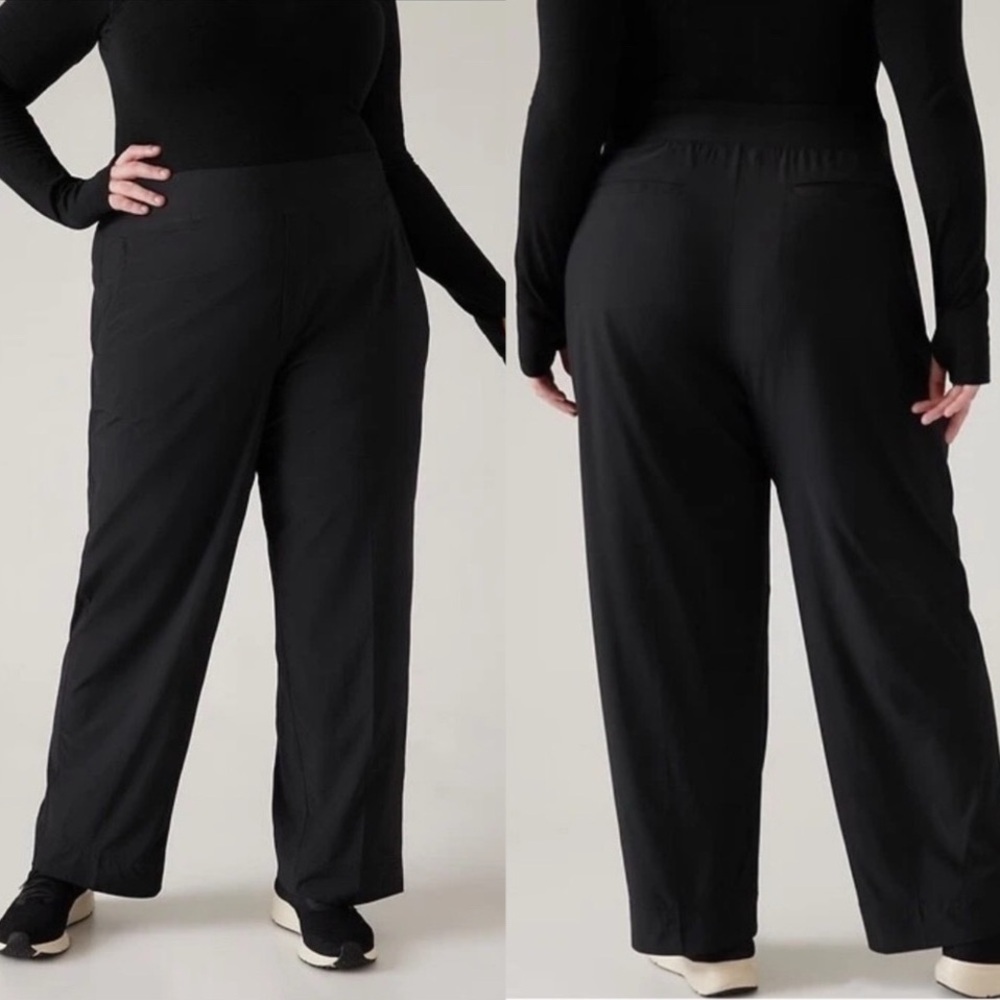 Athleta Brooklyn Heights High Rise Wide leg Trouser Pants plus size 16 black